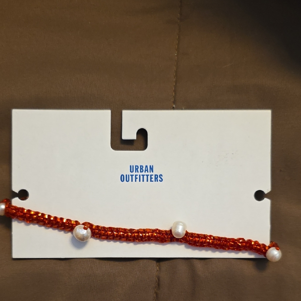 Urban Outfitters Red Necklace with  Faux Pearls